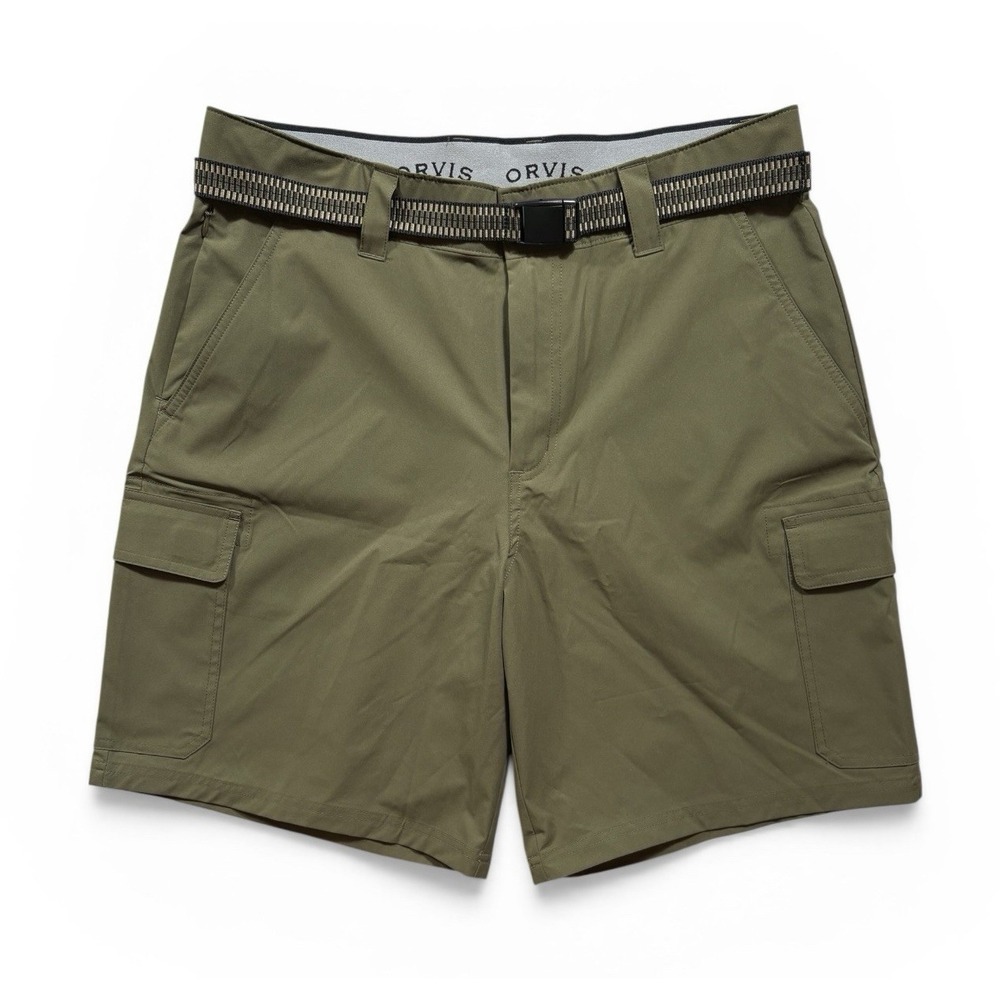 Orvis Men's Cargo Shorts Olive Green SZ 34x9 Comfort Stretch Zip Pocket -1573